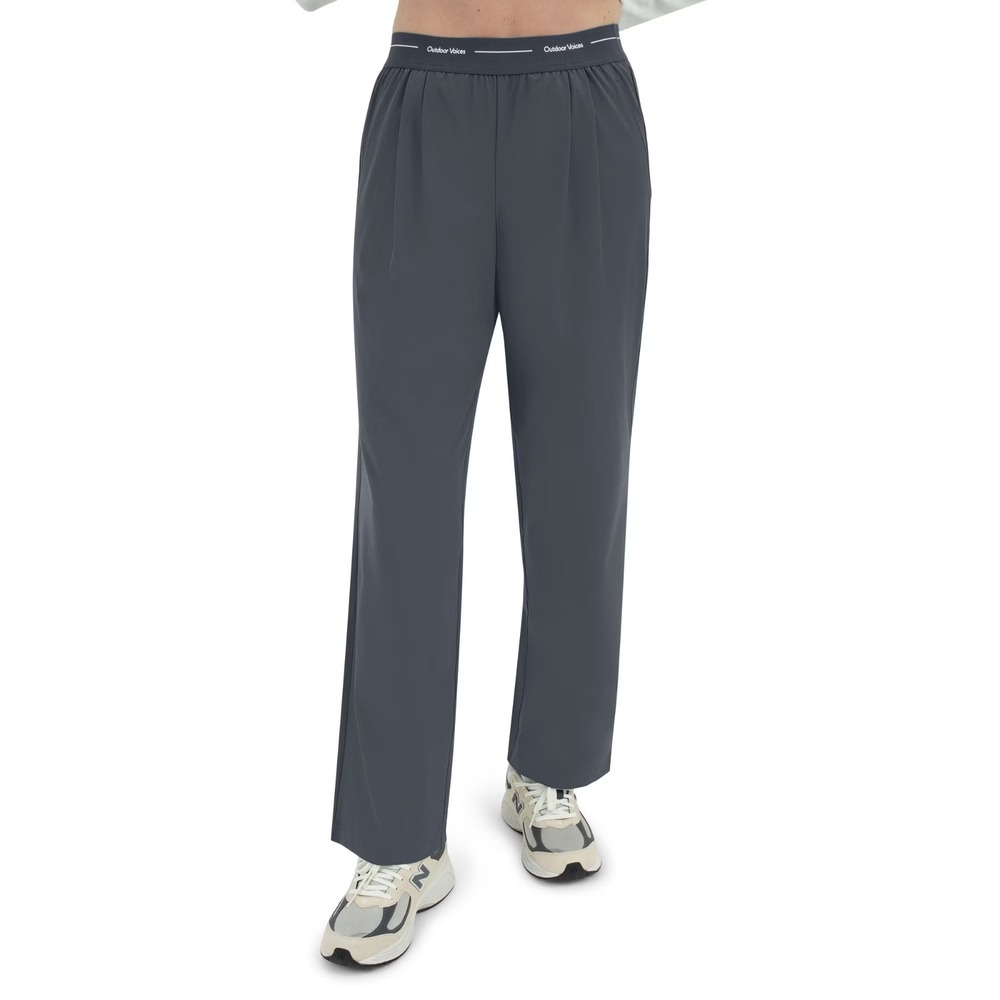 Outdoor Voices Womens Logo Waistband Pant Grey XS Wide Leg Activewear NWT